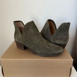 Women’s Olive Suede Ankle Booties - Baley